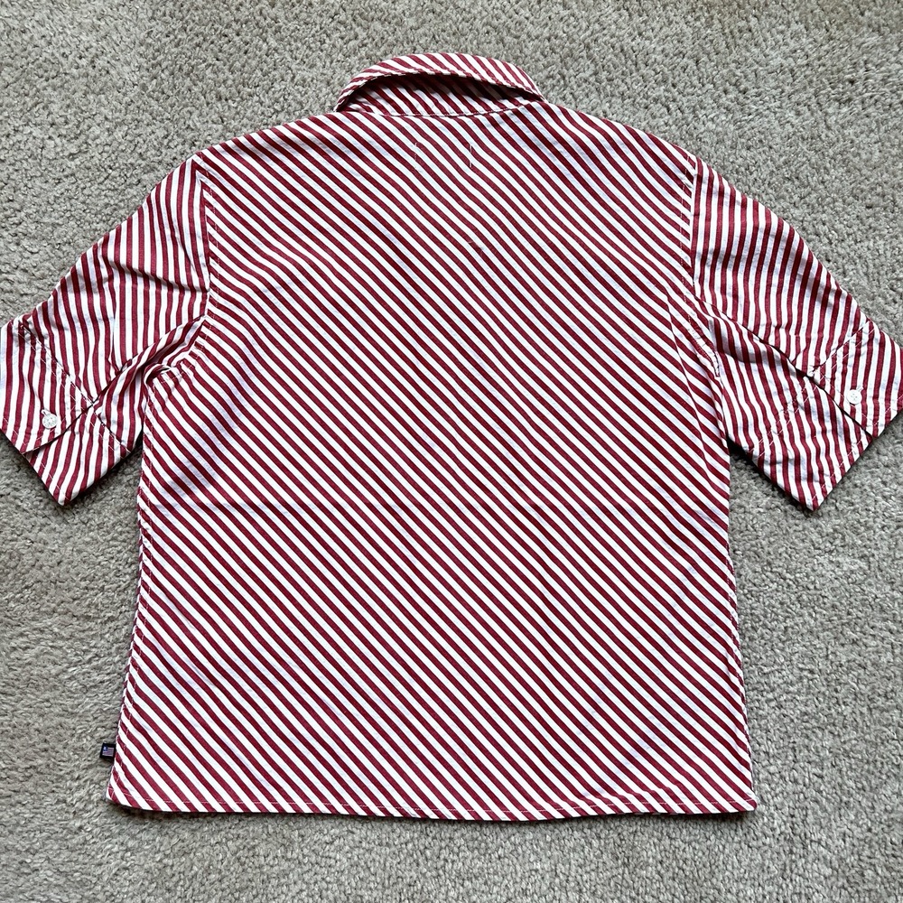 Vintage Polo Jeans Co. Ralph Lauren Women's M Red White Diagonal Stripe Shirt‎ - Picture 10 of 10
